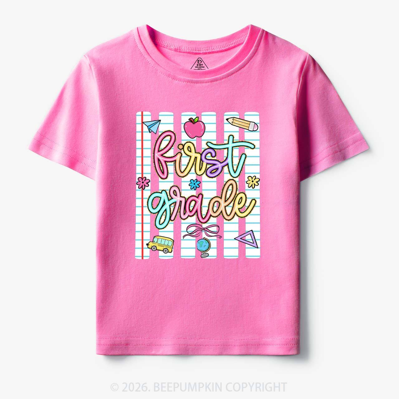 Personalized Colorful Striped Preppy Back To School Toddler&Kid's Tees