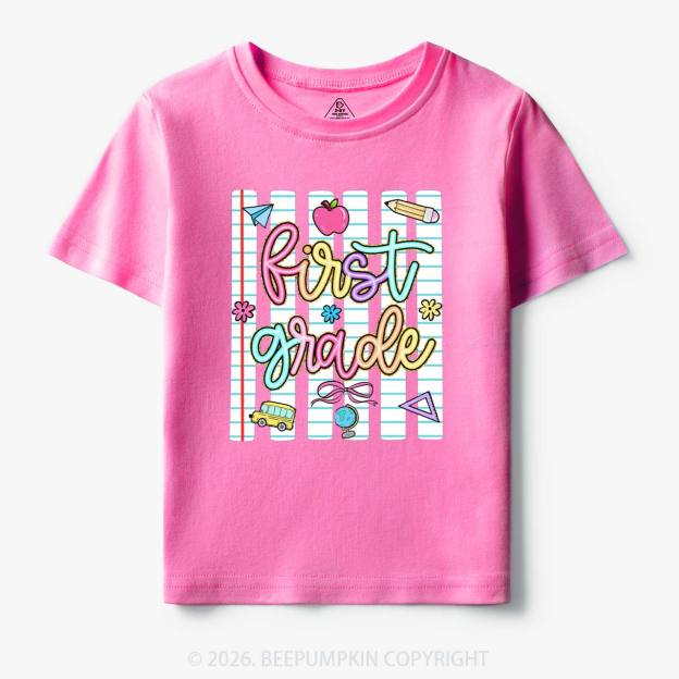 Personalized Colorful Striped Preppy Back To School Toddler&Kid's Tees