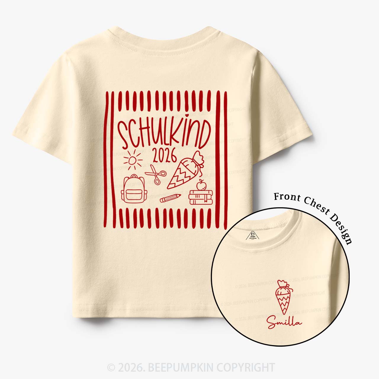 Personalized Name & Year Schoolchild Toddler&Kid's Tees