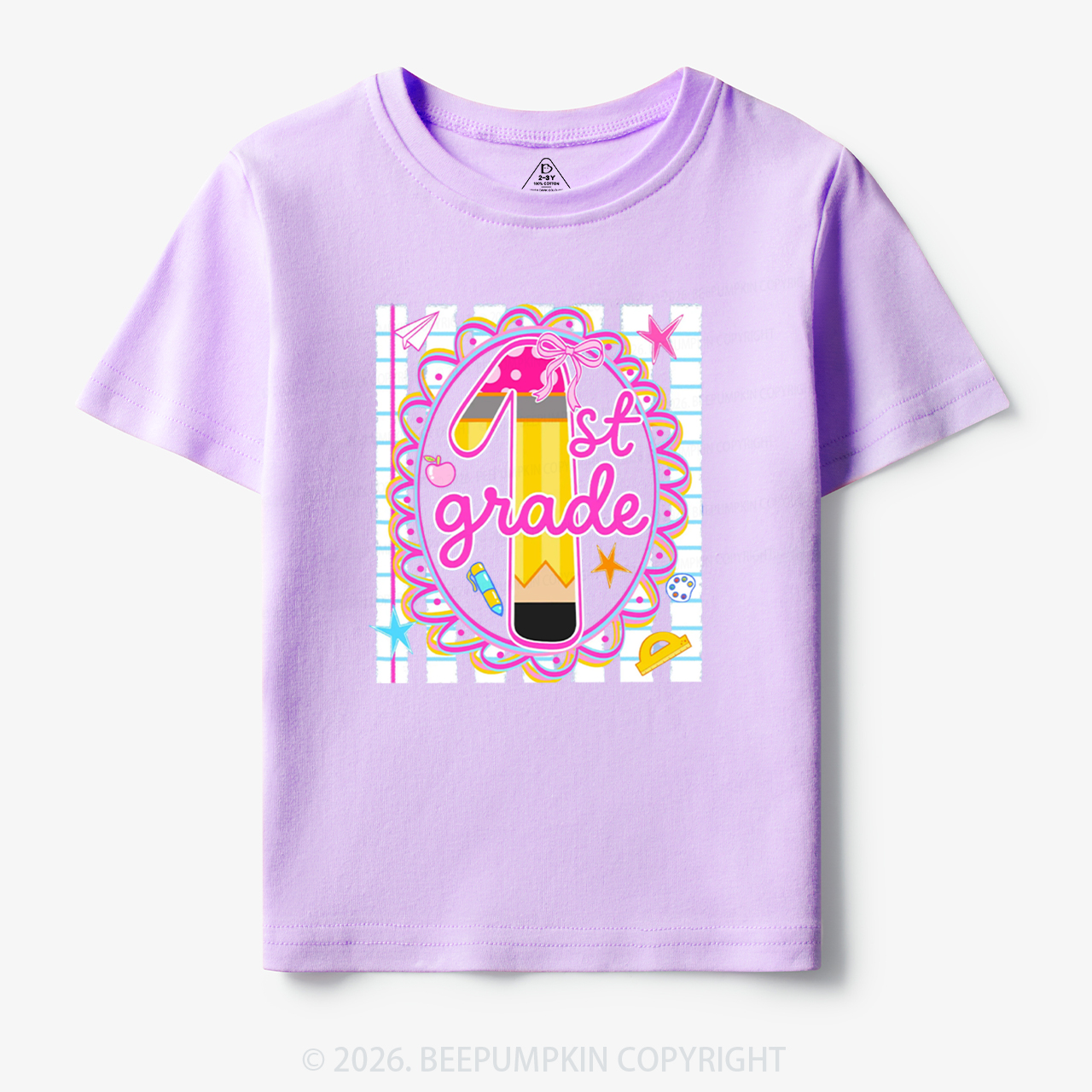 Personalized Pink Gingham Stripes Back To School Toddler&Kid's Tees
