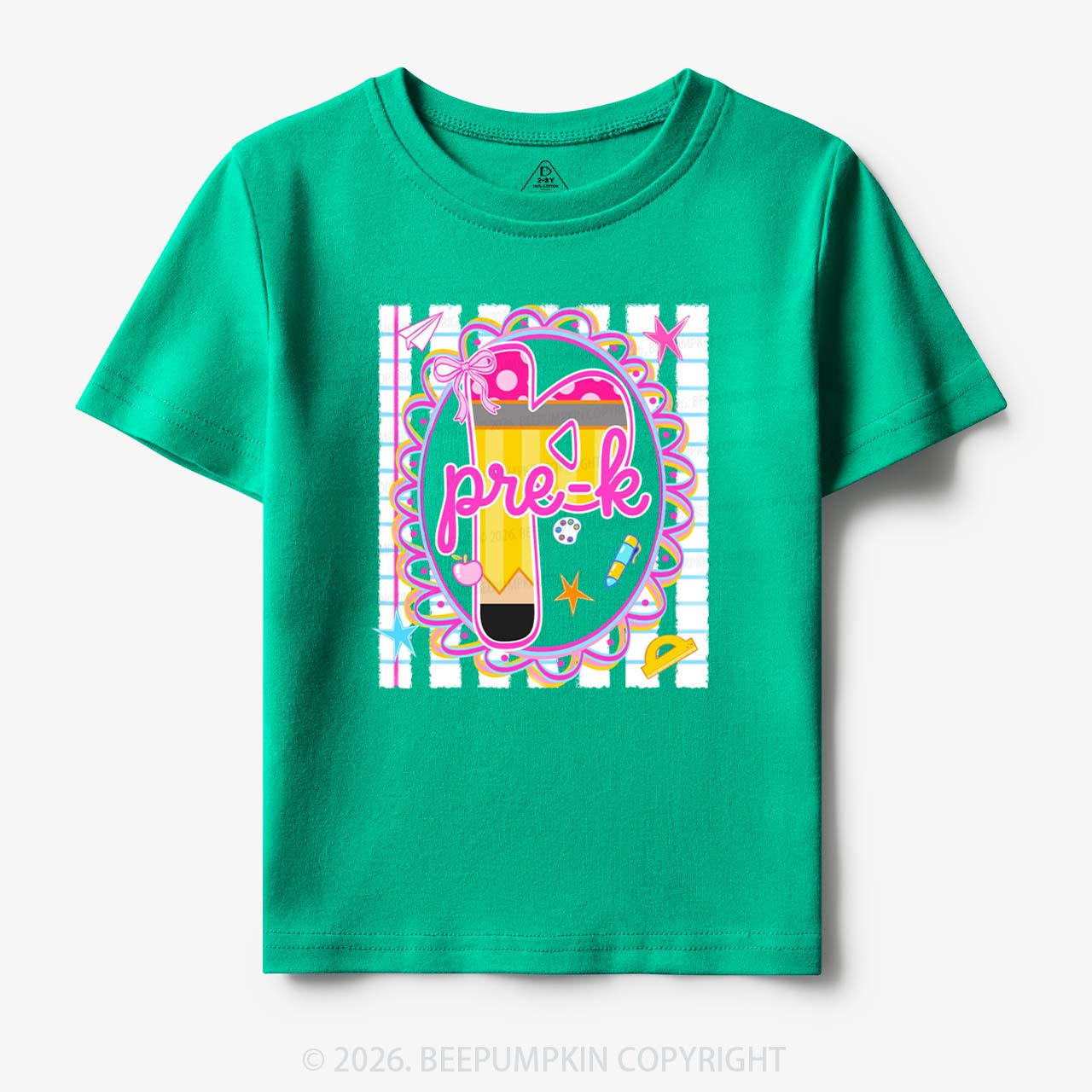Personalized Pink Gingham Stripes Back To School Toddler&Kid's Tees