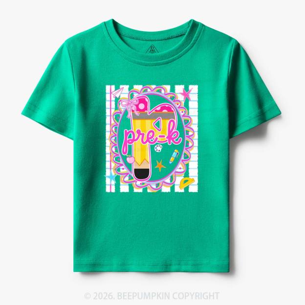 Personalized Pink Gingham Stripes Back To School Toddler&Kid's Tees