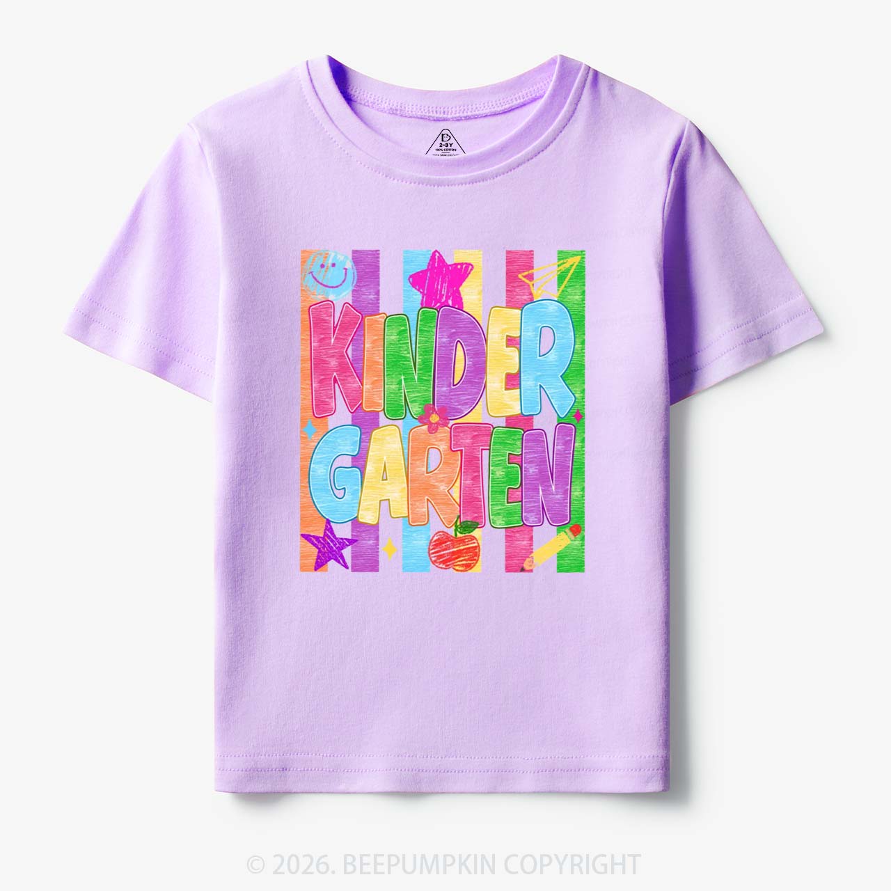 Personalized Crayon Colorful Drawn Striped Back To School Toddler&Kid's Tees