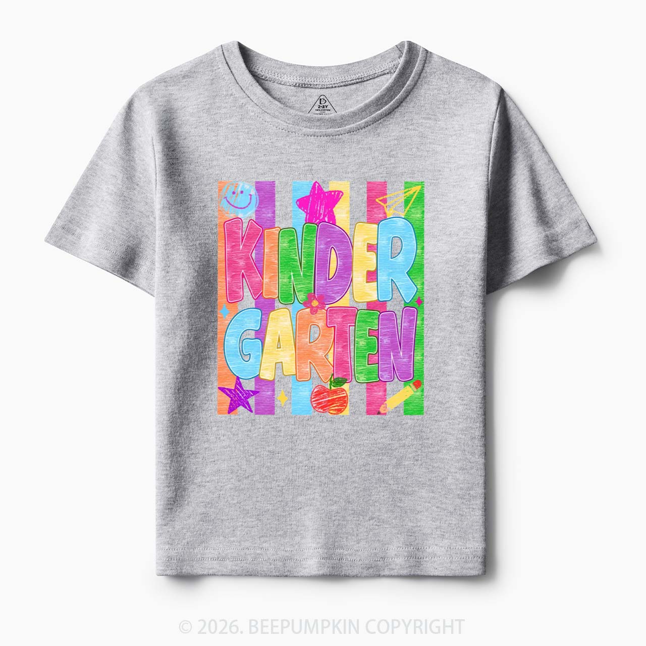 Personalized Crayon Colorful Drawn Striped Back To School Toddler&Kid's Tees
