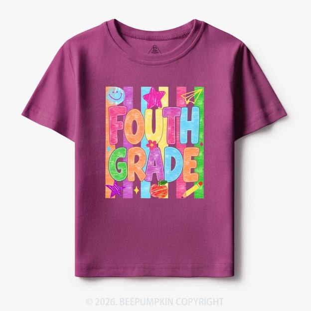 Personalized Crayon Colorful Drawn Striped Back To School Toddler&Kid's Tees