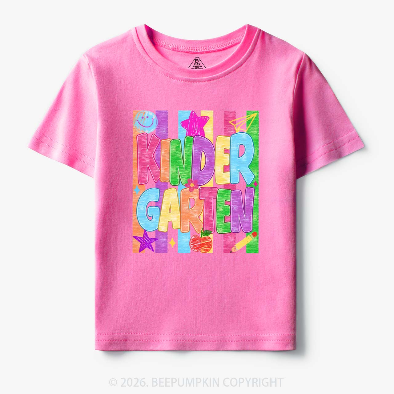 Personalized Crayon Colorful Drawn Striped Back To School Toddler&Kid's Tees