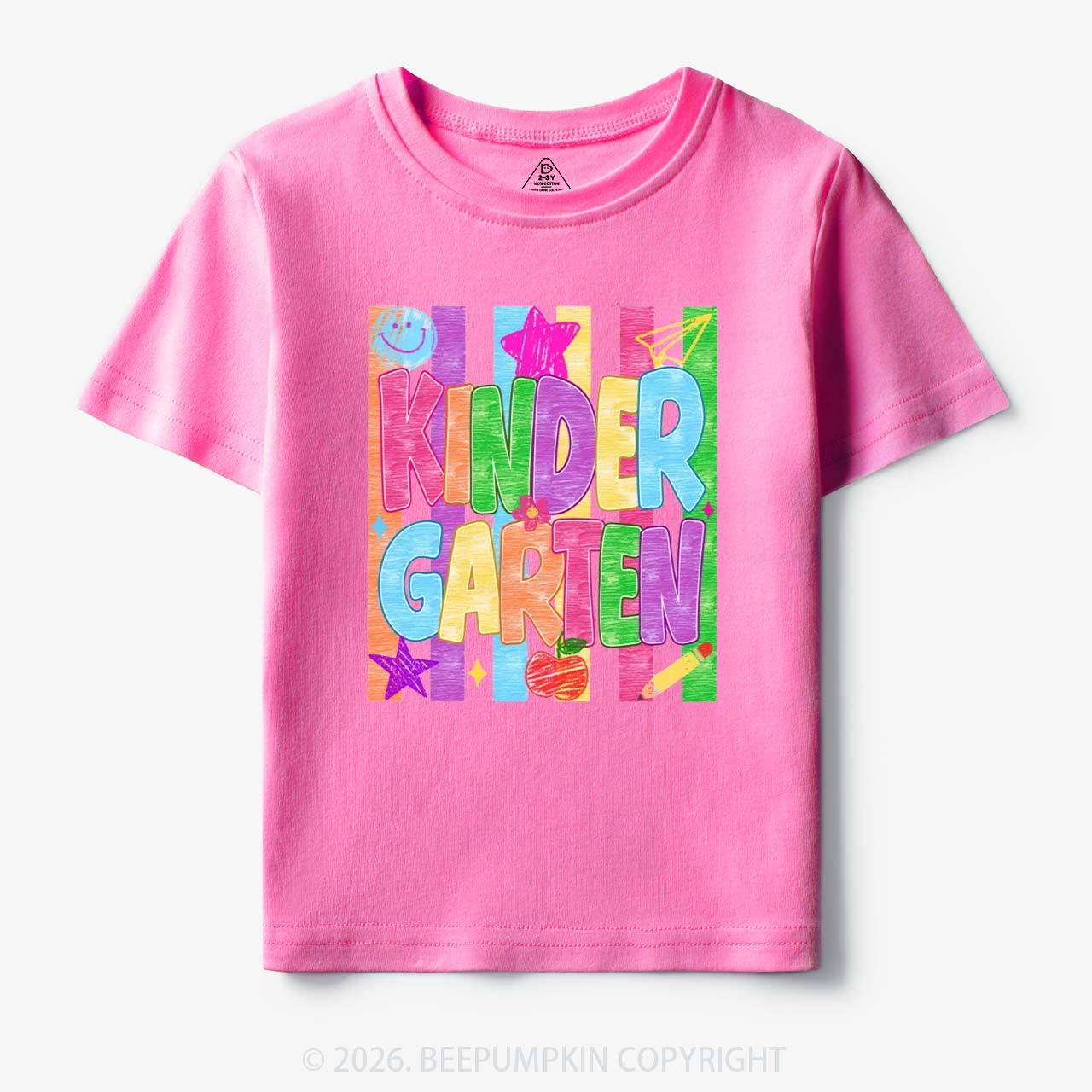 Personalized Crayon Colorful Drawn Striped Back To School Toddler&Kid's Tees