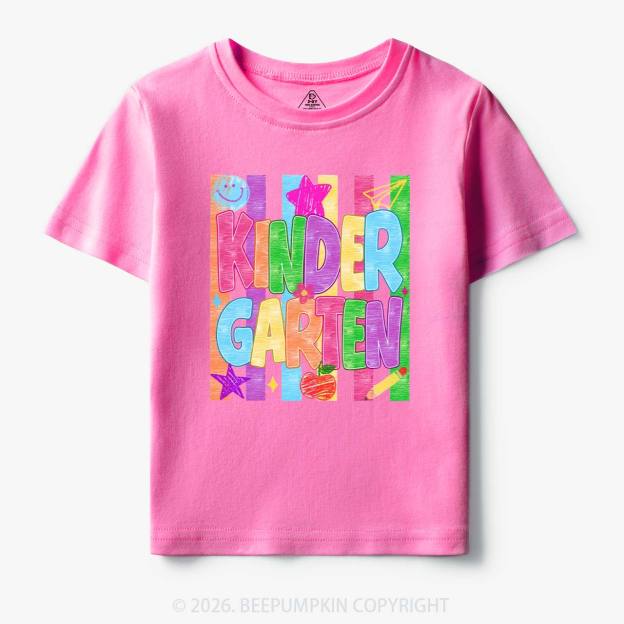 Personalized Crayon Colorful Drawn Striped Back To School Toddler&Kid's Tees