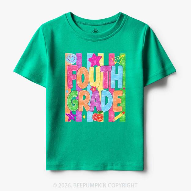 Personalized Crayon Colorful Drawn Striped Back To School Toddler&Kid's Tees