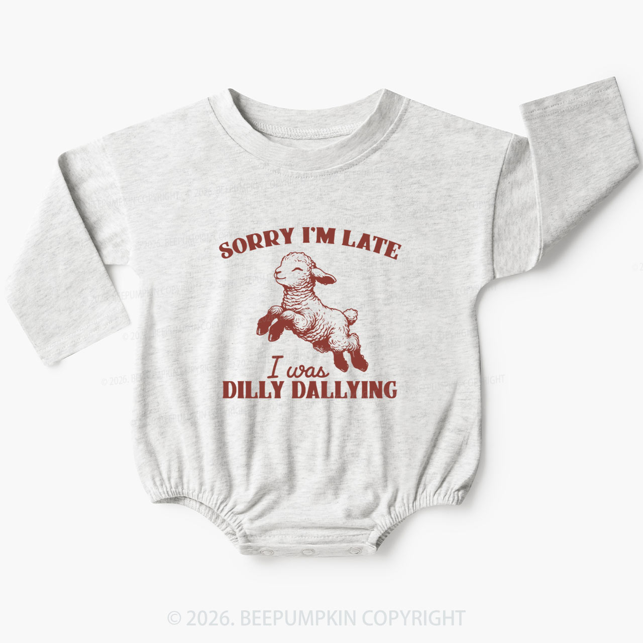 Sorry I'm Late I Was Dilly Dallying Lamb Sheep Baby Bubble Romper