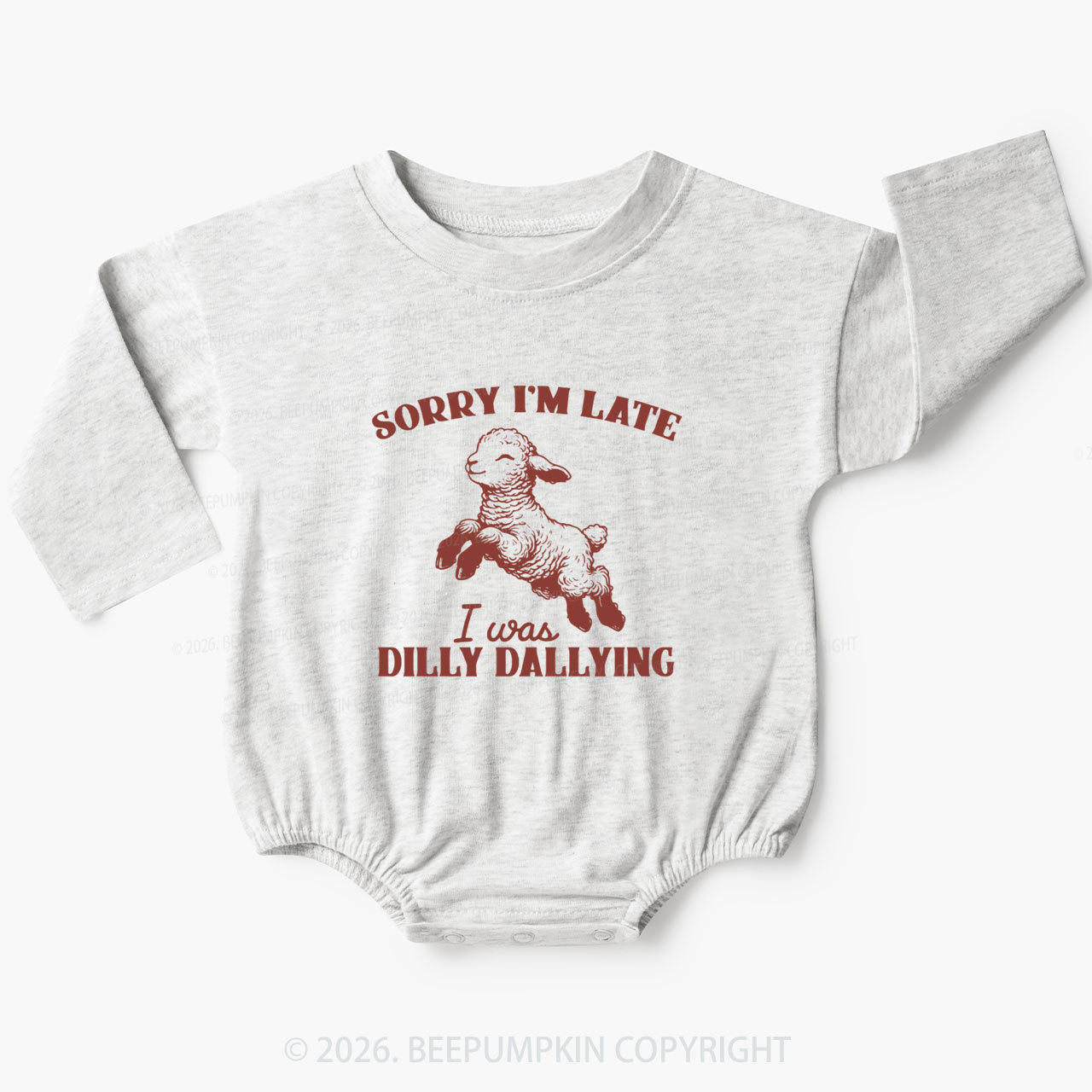 Sorry I'm Late I Was Dilly Dallying Lamb Sheep Baby Bubble Romper