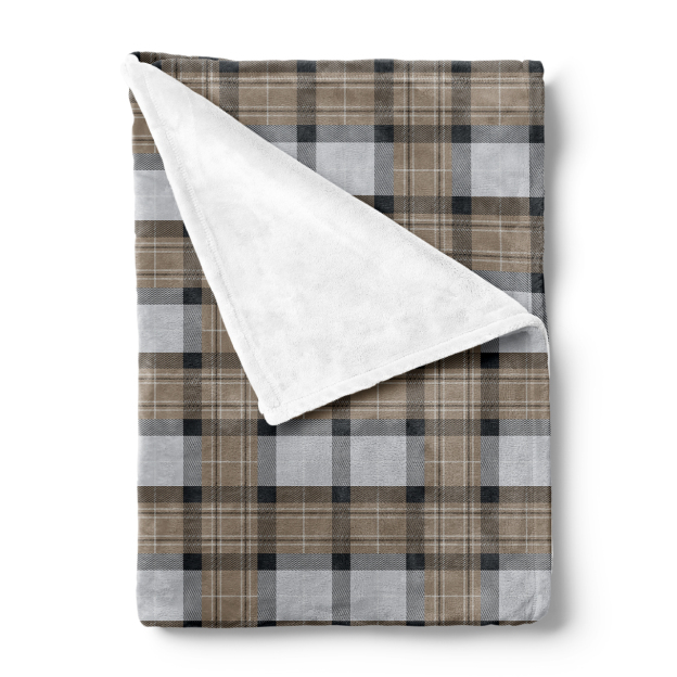Relaxing Light Brown Plaid Blanket-Silky Cocoa