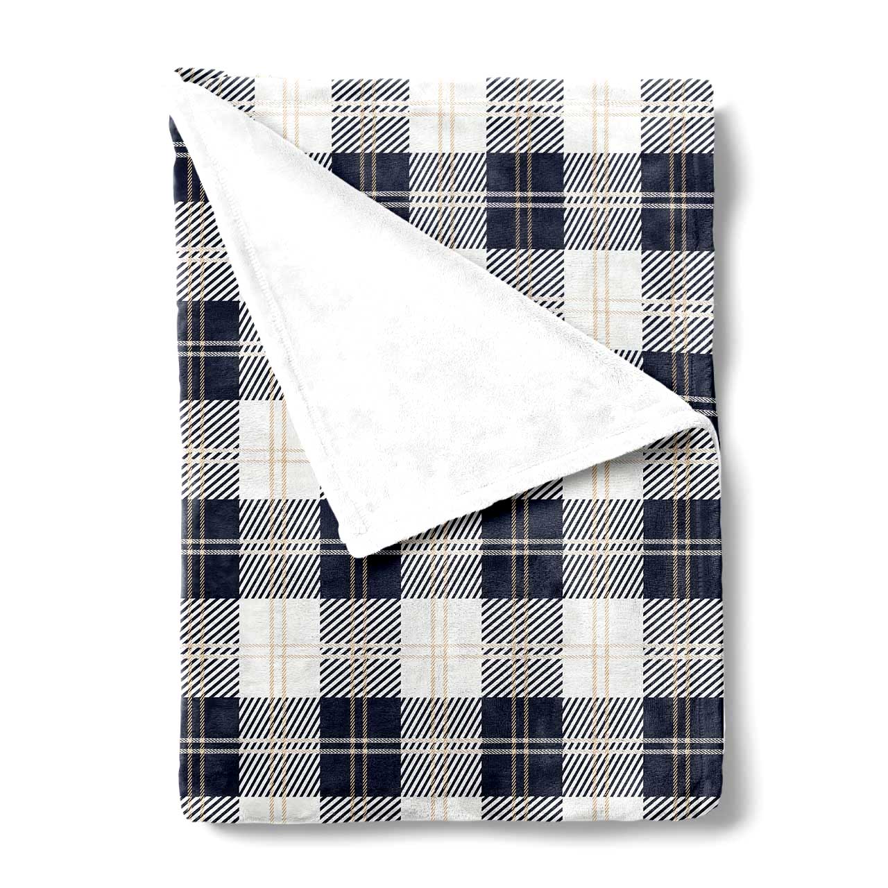 Classic Gray Blue Plaid Blanket-Milk Chocolate