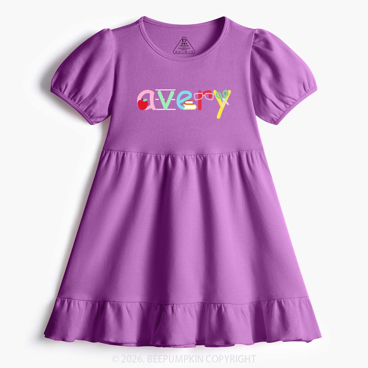 Personalized Candy Script Back to School Toddler&Kid's Ruffle Dress
