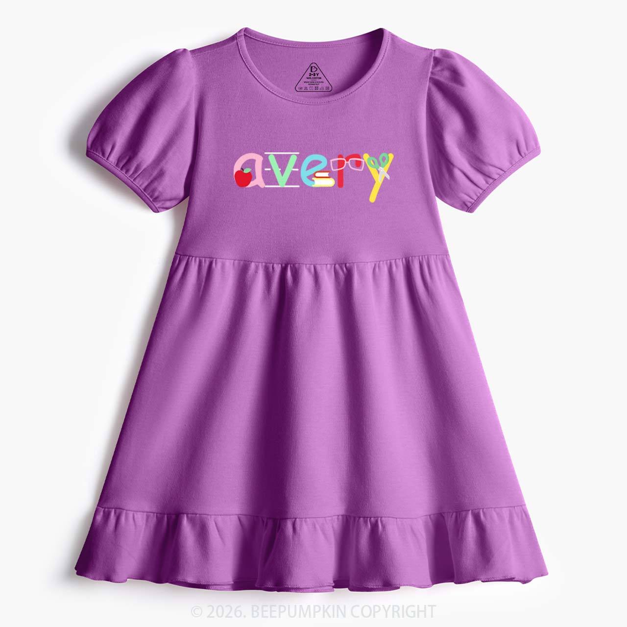 Personalized Candy Script Back to School Toddler&Kid's Ruffle Dress