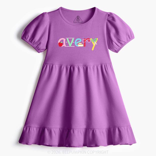 Personalized Candy Script Back to School Toddler&Kid's Ruffle Dress