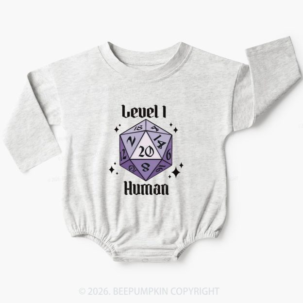 Level 1 Human Funny Gamer Baby Bubble Romper