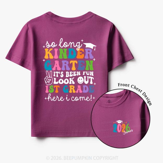 Personalized Name So Long Kindergarten Hello 1st Grade Toddler&Kid's Tees