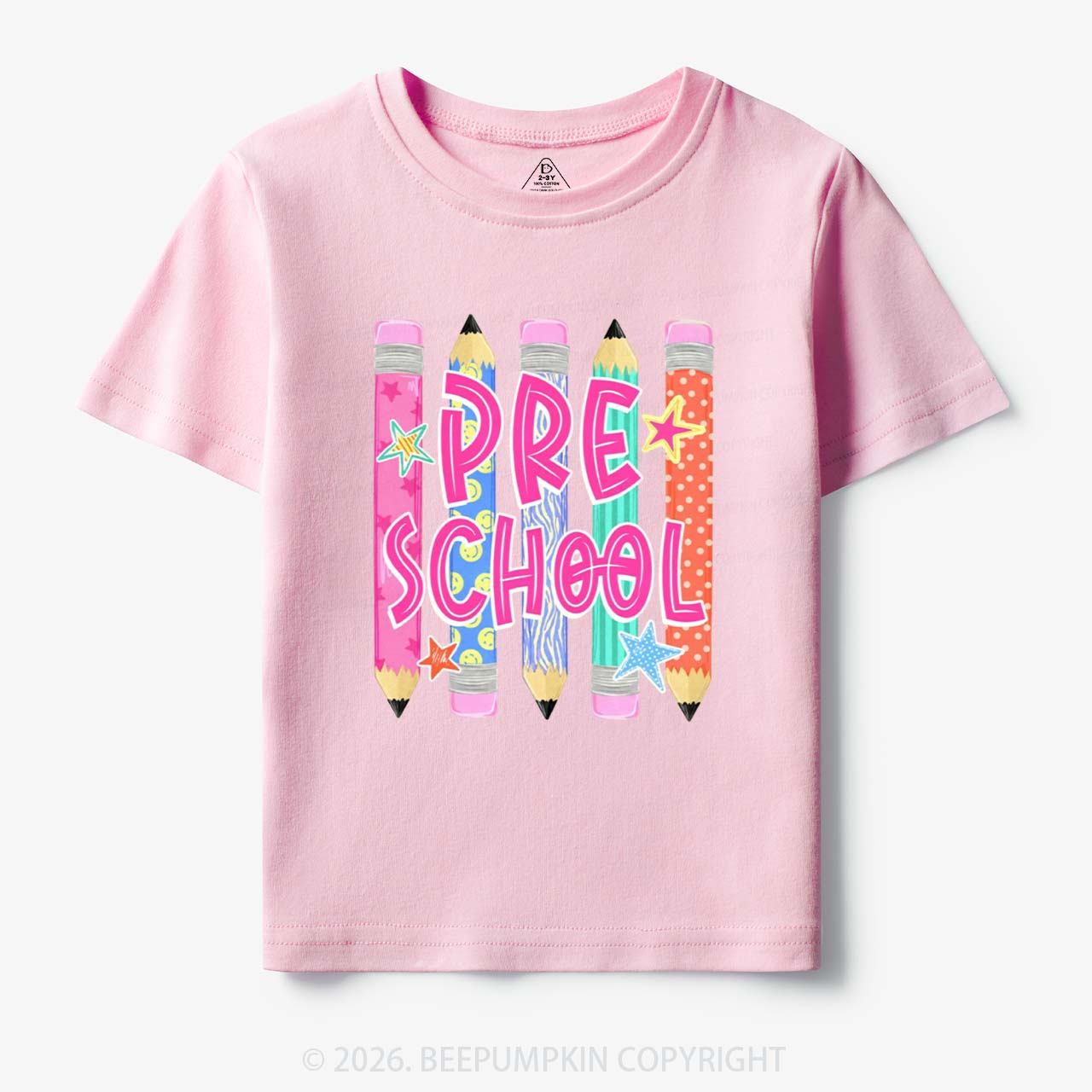 Personalized Grade Level Colorful Pencil Toddler&Kid's Tees
