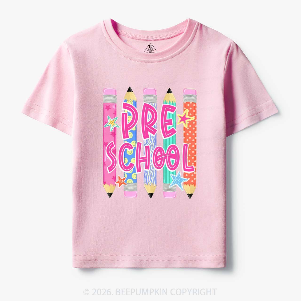 Personalized Grade Level Colorful Pencil Toddler&Kid's Tees