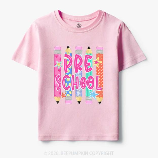 Personalized Grade Level Colorful Pencil Toddler&Kid's Tees