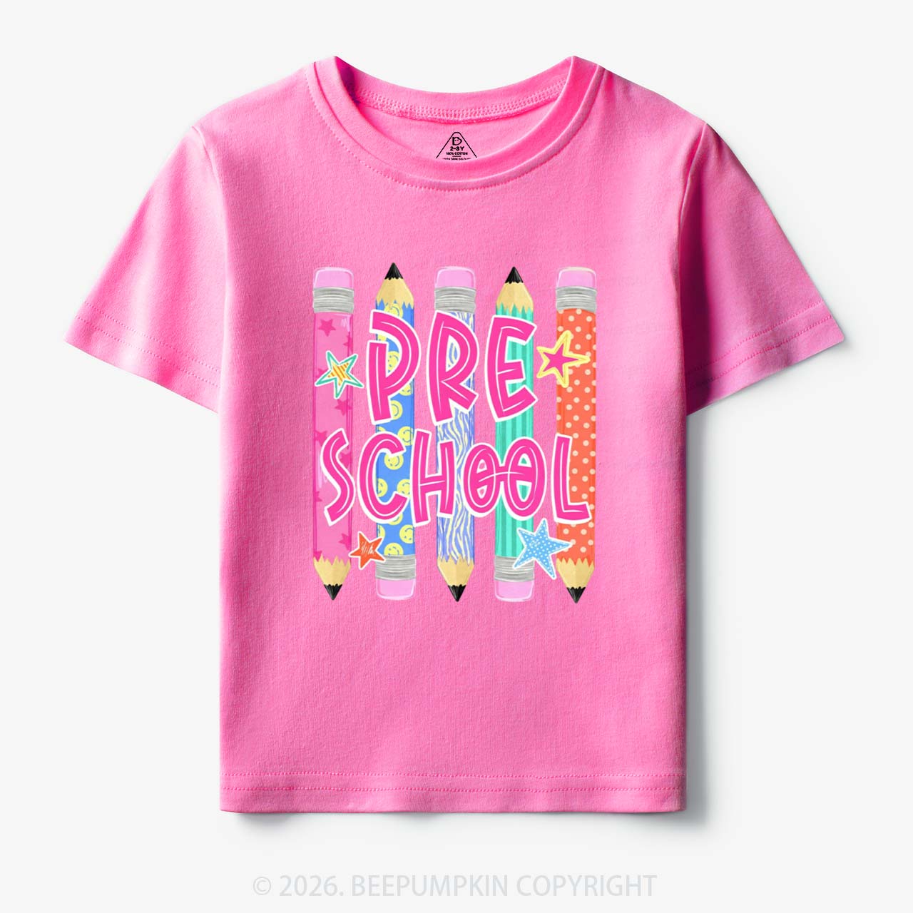 Personalized Grade Level Colorful Pencil Toddler&Kid's Tees
