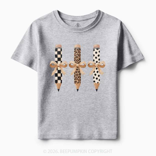 Brushstroke Pencil Bow Preppy Toddler&Kid's Tees