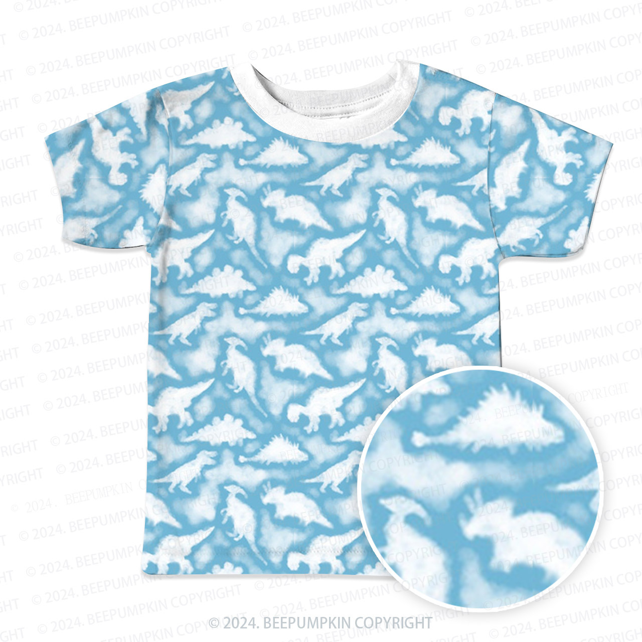 Blue Cloud Dinosaur All Over Print Kids Tees