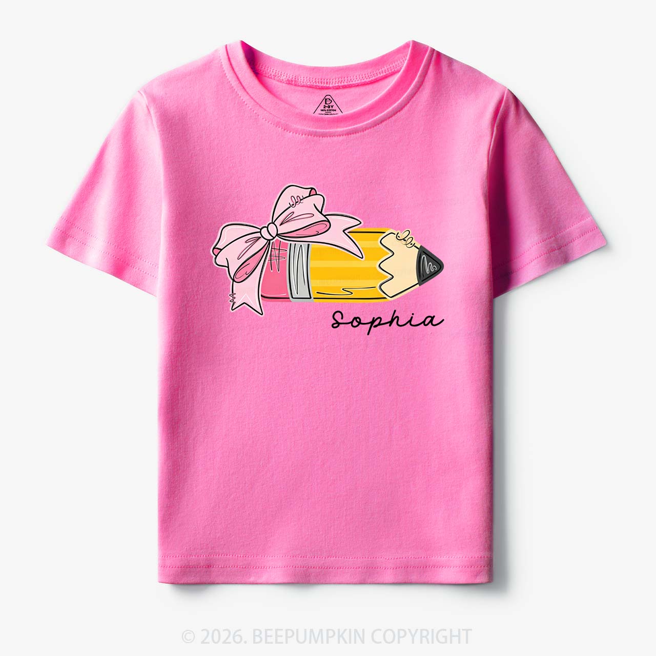 Personalized Name Girls Pencil With Bow Toddler&Kid's Tees