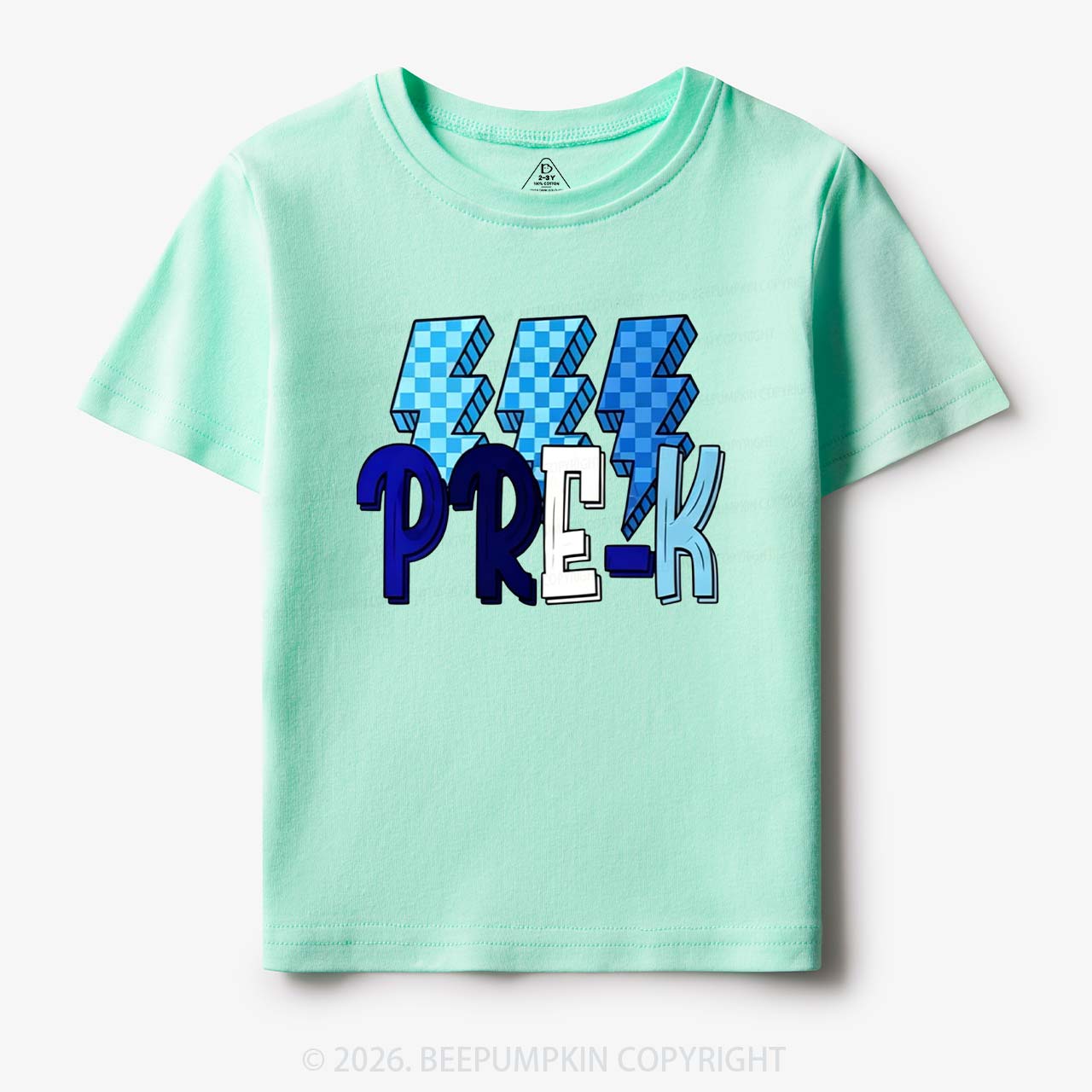 Pixel Blue Checkered Grade Level Toddler&Kid's Tees