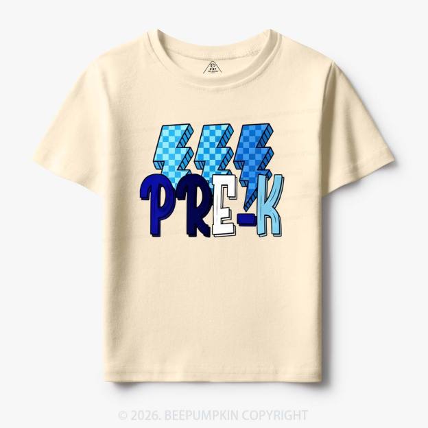 Pixel Blue Checkered Grade Level Toddler&Kid's Tees