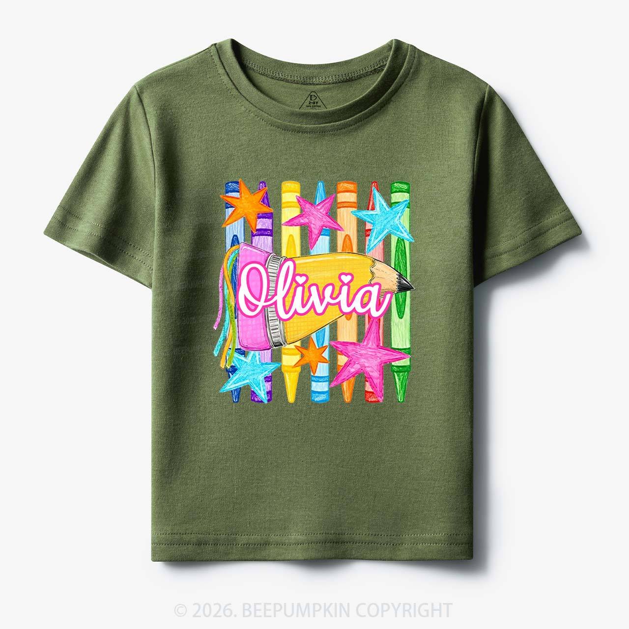 Personalized Name Striped Pencil Crayon Toddler&Kid's Tees