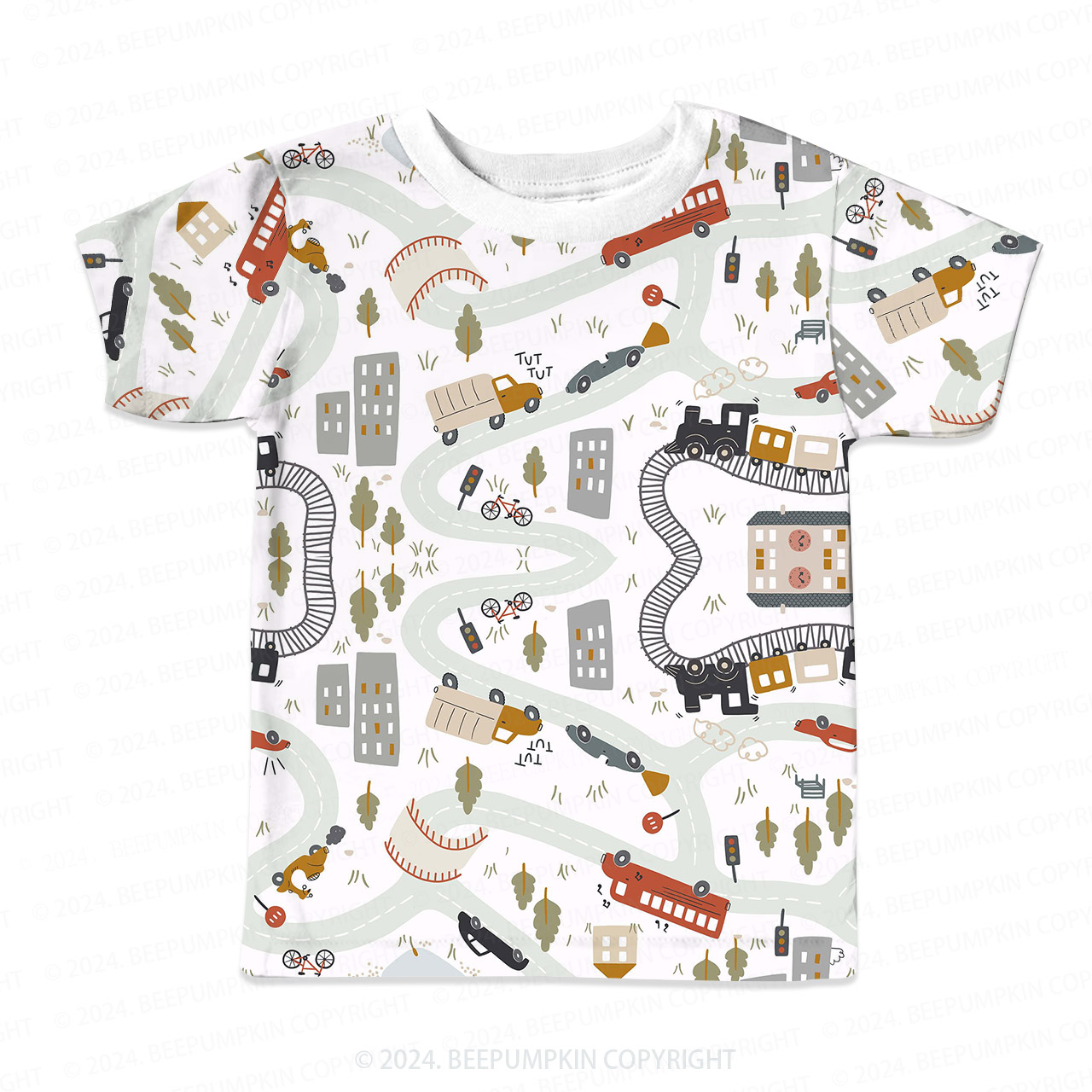 Urban Transportation Routes All Over Print Kids Tees