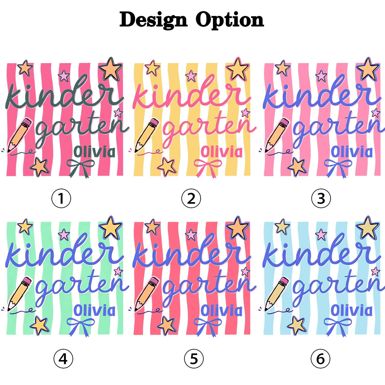 Personalized Retro Stripe Kindergarten Toddler&Kid's Tees