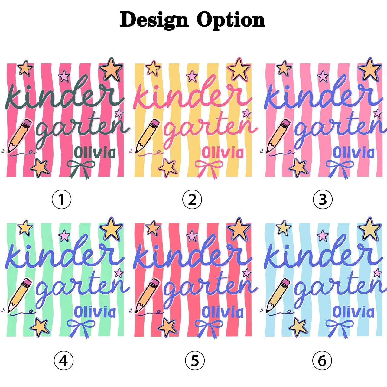 Personalized Retro Stripe Kindergarten Toddler&Kid's Tees