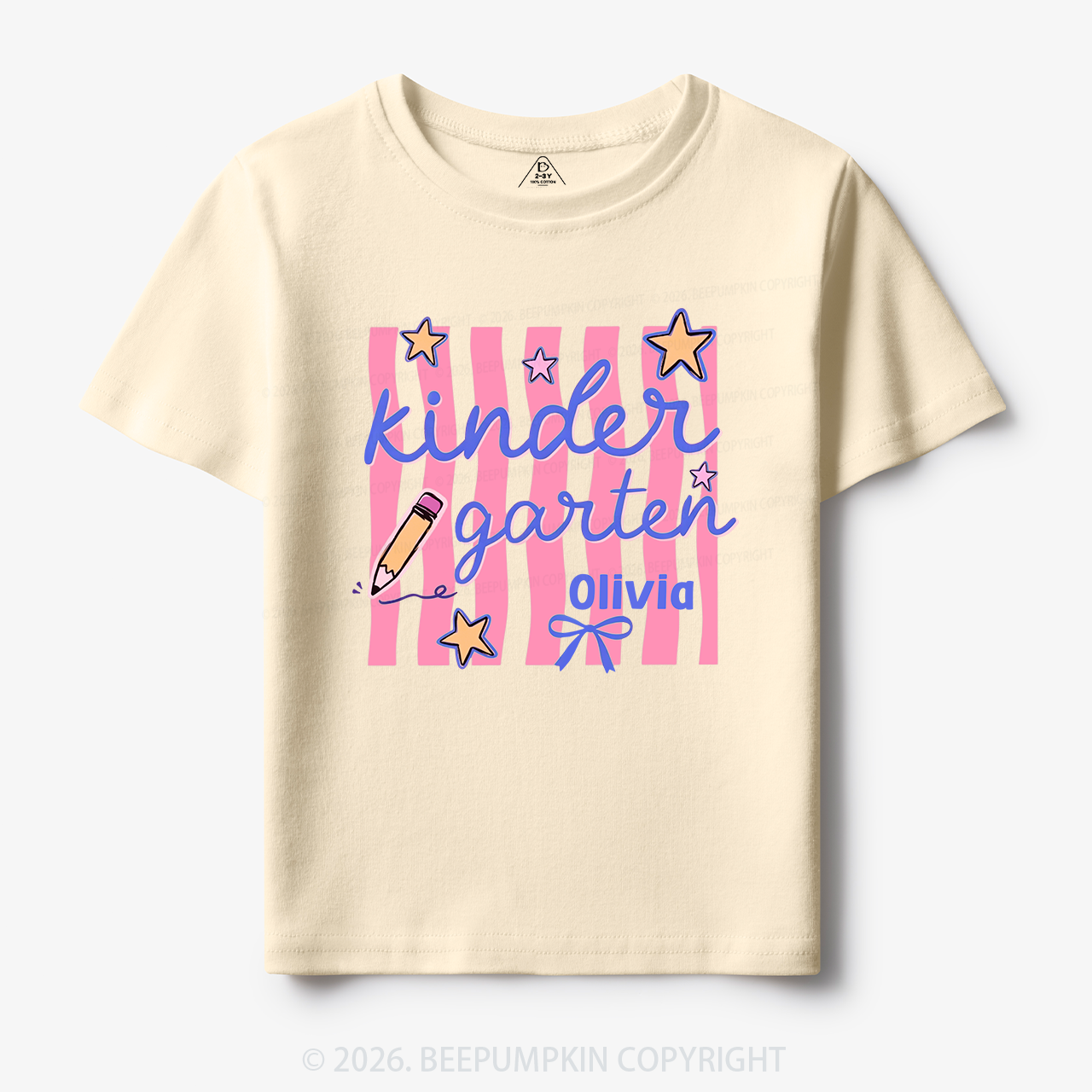 Personalized Retro Stripe Kindergarten Toddler&Kid's Tees