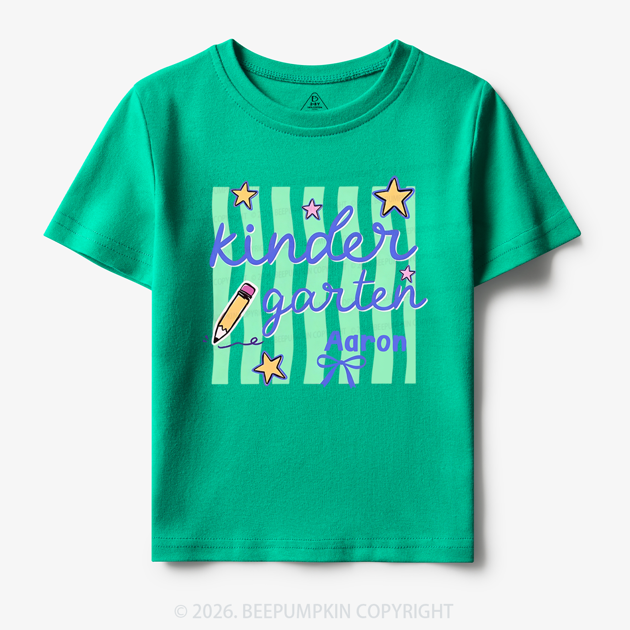 Personalized Retro Stripe Kindergarten Toddler&Kid's Tees