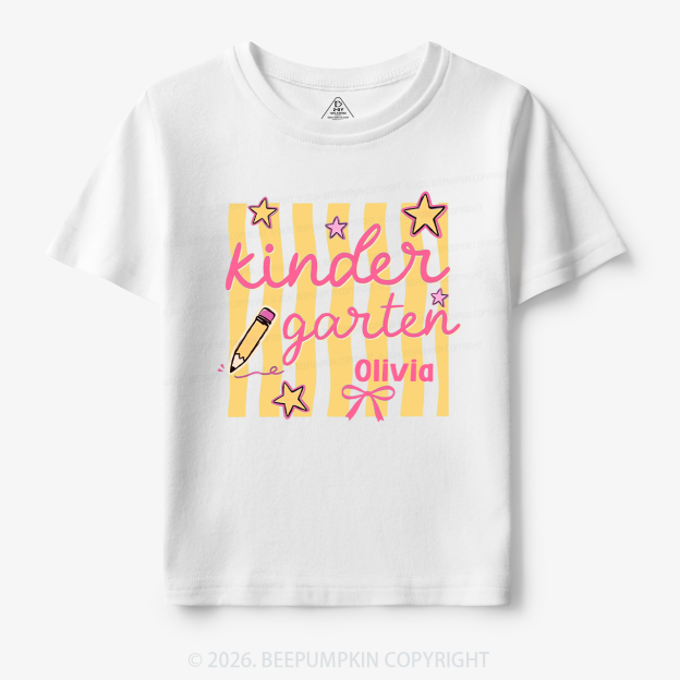 Personalized Retro Stripe Kindergarten Toddler&Kid's Tees