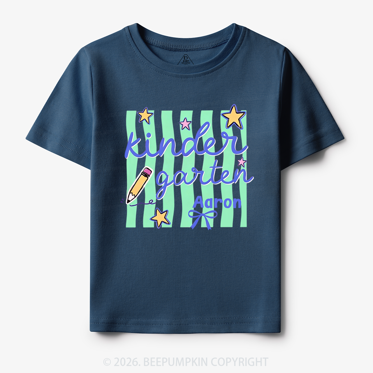 Personalized Retro Stripe Kindergarten Toddler&Kid's Tees