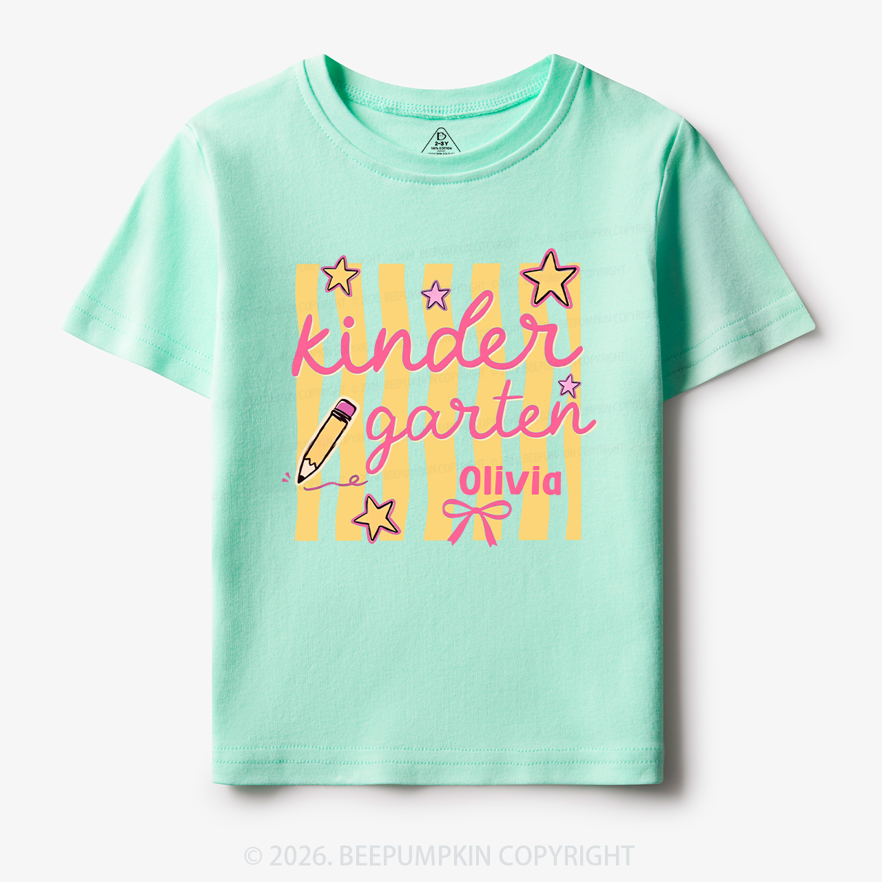 Personalized Retro Stripe Kindergarten Toddler&Kid's Tees