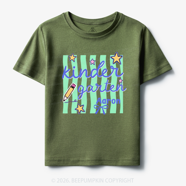 Personalized Retro Stripe Kindergarten Toddler&Kid's Tees