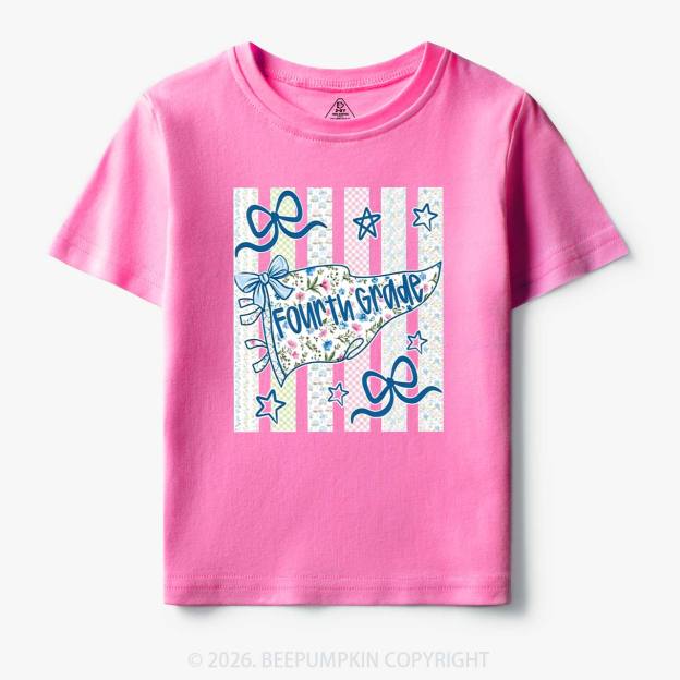Retro Striped Floral Pennant Flag Back To School Toddler&Kid's Tees