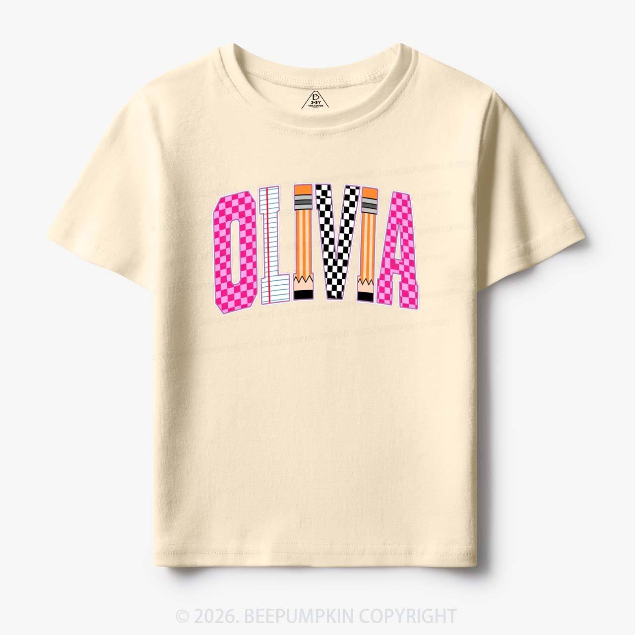 Personalized Name Retro School Preppy Toddler&Kid's Tees