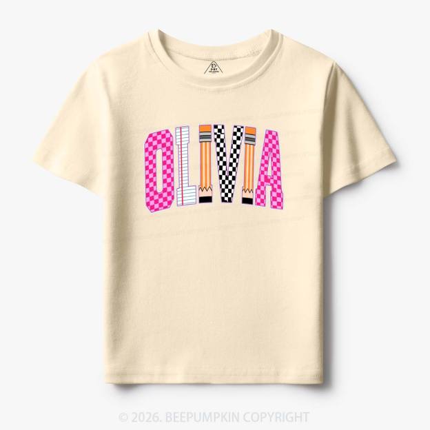 Personalized Name Retro School Preppy Toddler&Kid's Tees