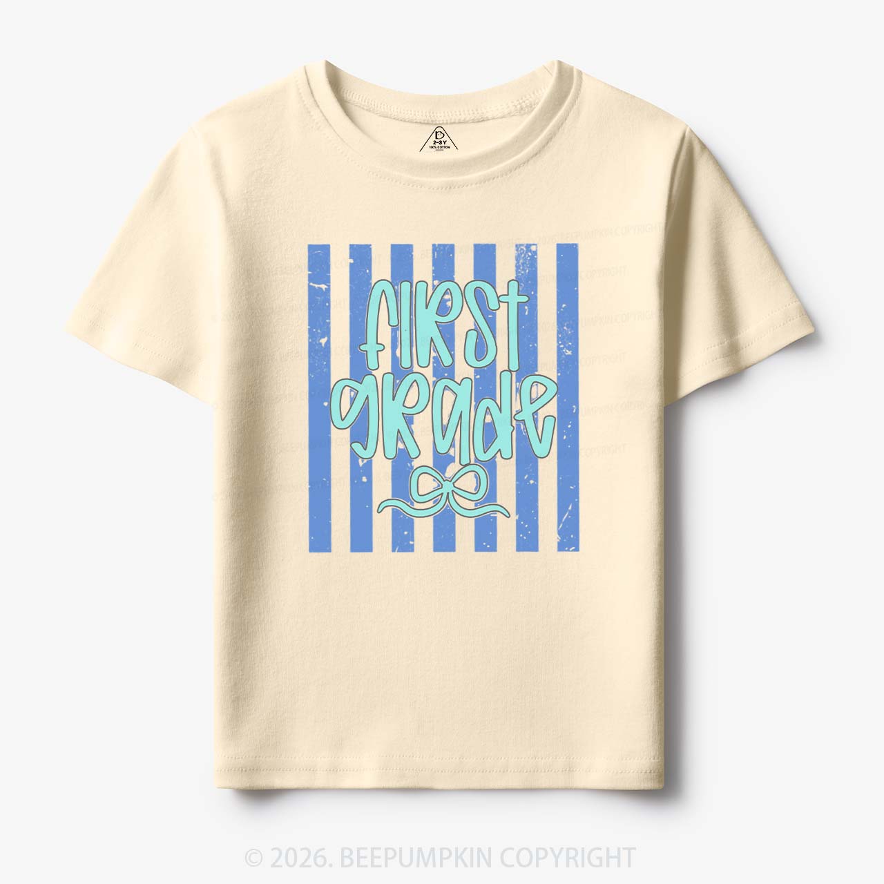 Colorful Stripes First Grade Cutie Bow Toddler&Kid's Tees