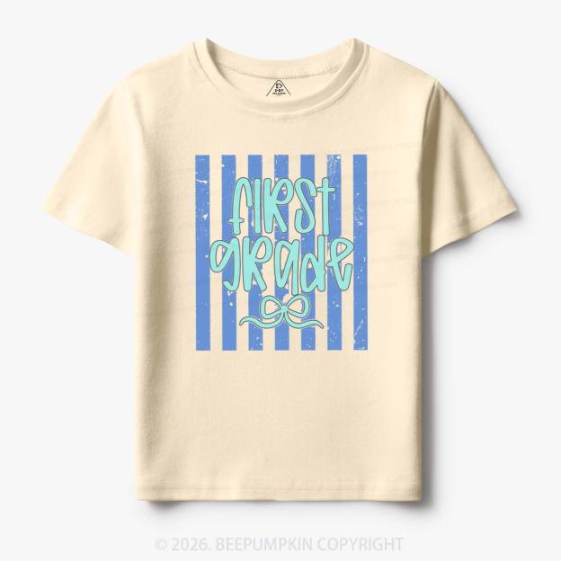 Colorful Stripes First Grade Cutie Bow Toddler&Kid's Tees
