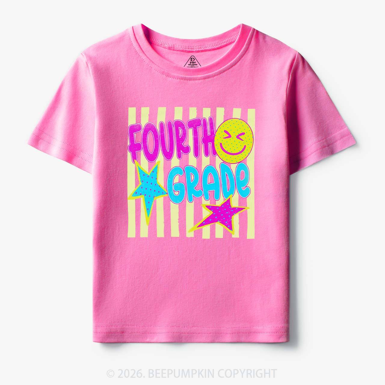 Personalized Neon Striped Grade Back To School Toddler&Kid's Tees