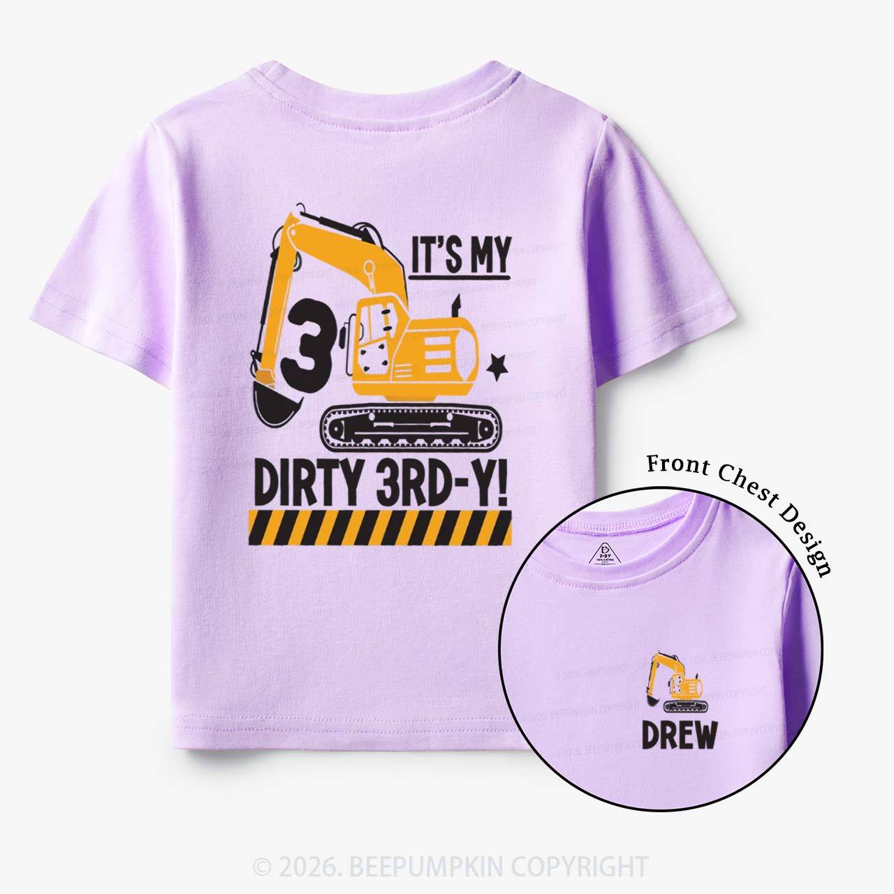 Personalized Dirty Excavator Truck Birthday Toddler&Kid's Tees