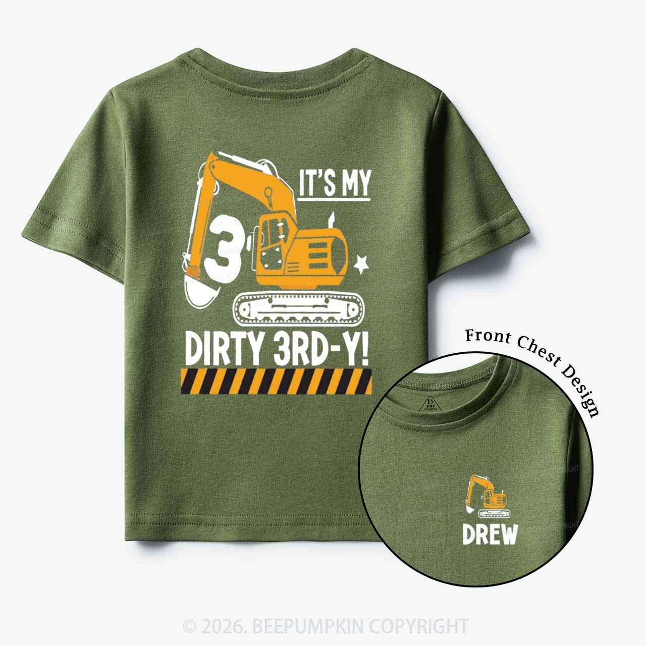 Personalized Dirty Excavator Truck Birthday Toddler&Kid's Tees