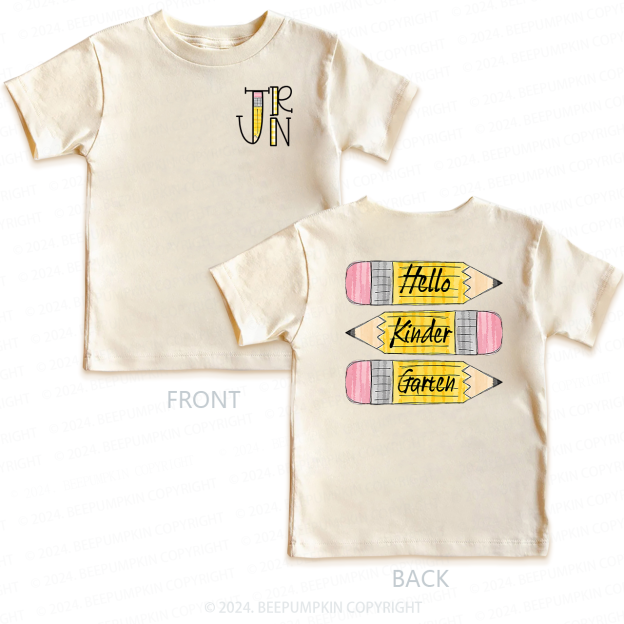 Personalized Hello Kinder Garten Toddler Shirts